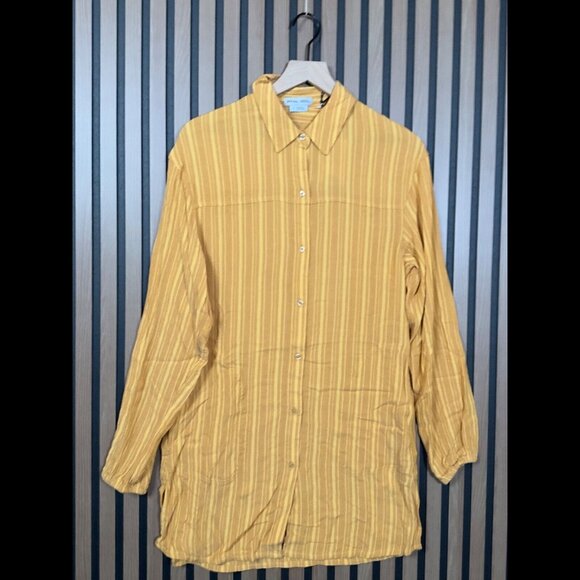 New prAna Shirt Small Womens Orange Striped Fernie Long Sleeve Collared Button - Picture 1 of 7
